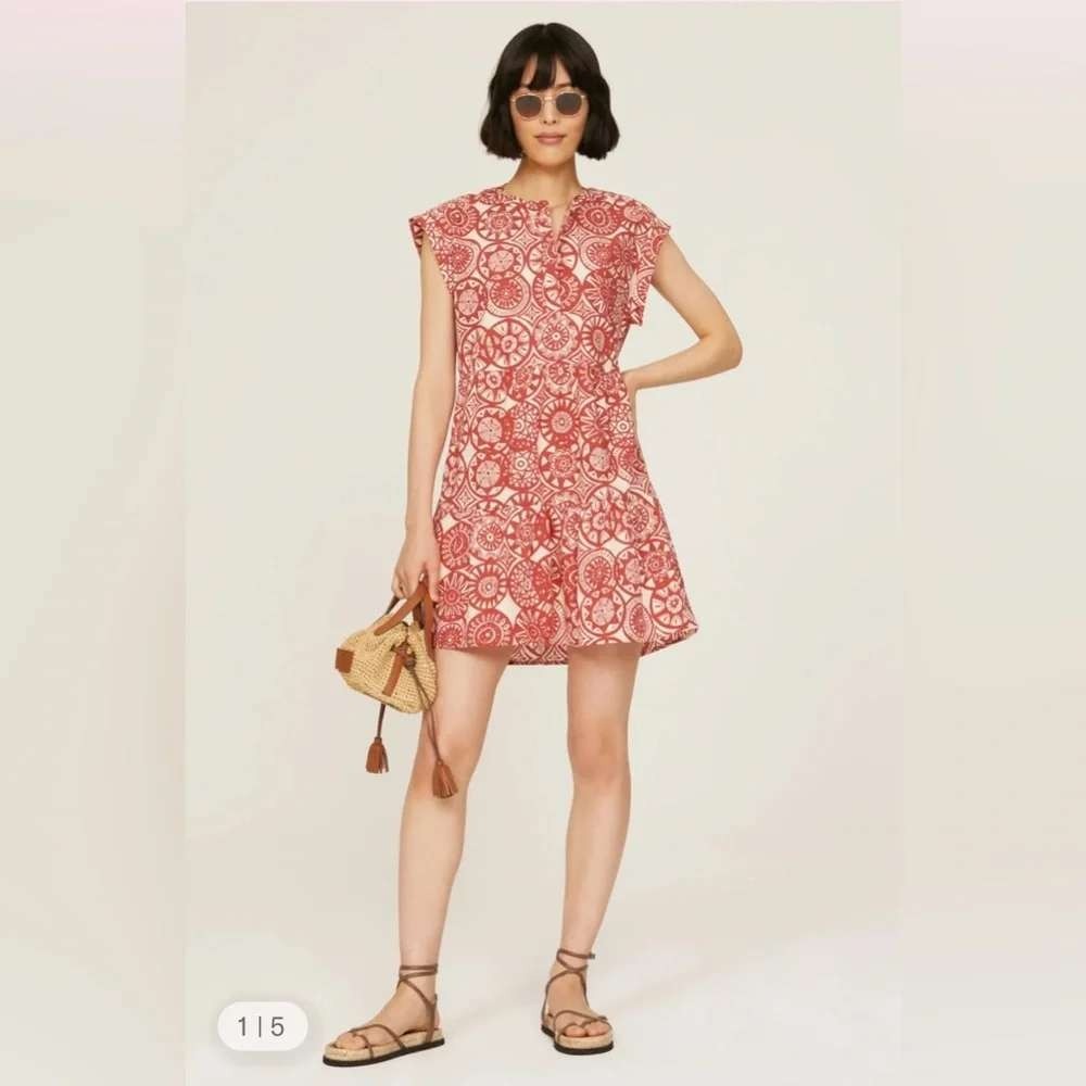 Marie‎ Oliver Red Medallion Floral Lachlan Dress Cap Sleeve Womens XS MSRP $299